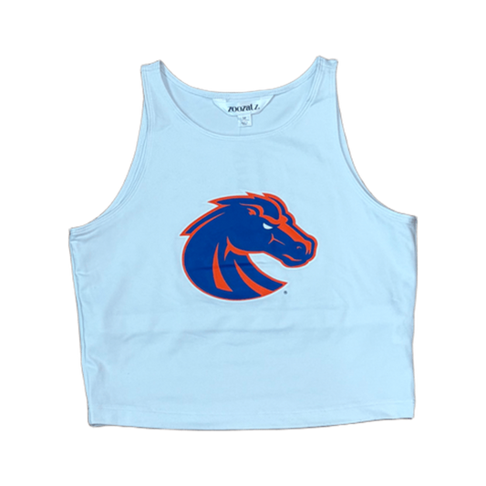 Boise State Broncos Women's ZooZatz Cropped Tank Top T-Shirt (White)