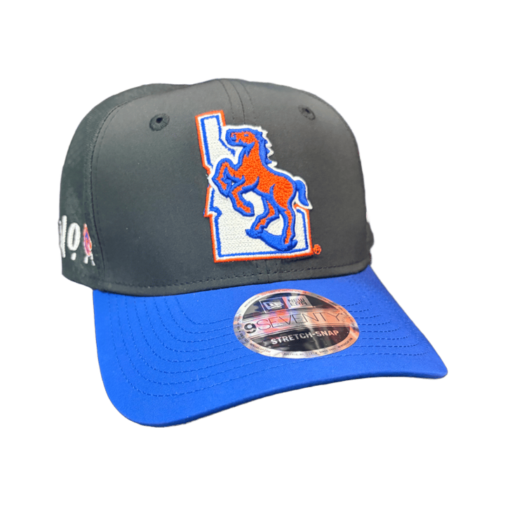 Boise State Broncos New Era Blue Turf 40th Anniversary Vault Mesh 9Seventy Stretch-Snapback Hat (Black/Blue)