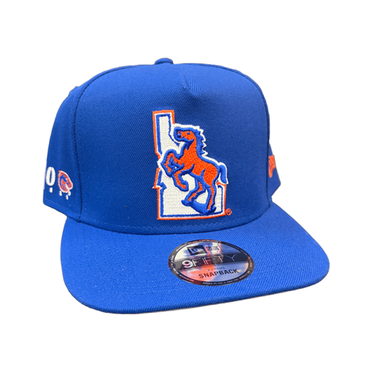 Boise State Broncos New Era Blue Turf 40th Anniversary Vault 9Fifty A-Frame Snapback Hat (Blue)