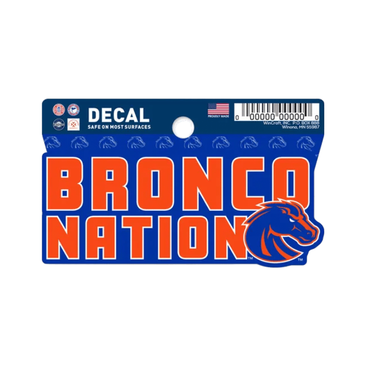 Boise State Broncos Wincraft 3x4 Clean Cut "Bronco Nation" Decal