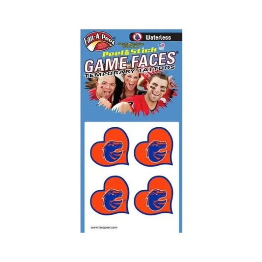 Boise State Broncos Fan-A-Peel Temporary Peel & Stick Heart Tattoos (Orange/Blue)