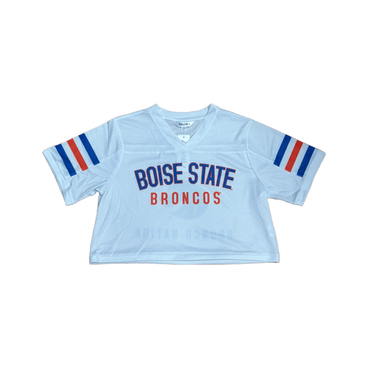 Boise State Broncos Women's ZooZatz Cropped Jersey (White)