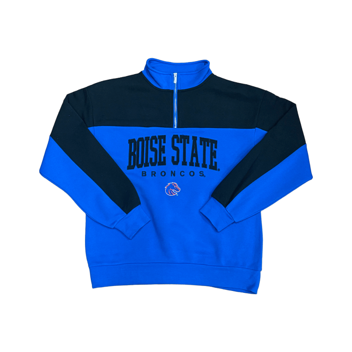 Boise State Broncos Women's ZooZatz 1/4 Zip Sweatshirt (Blue/Black)