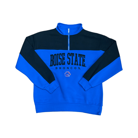 Boise State Broncos Women's ZooZatz 1/4 Zip Sweatshirt (Blue/Black)