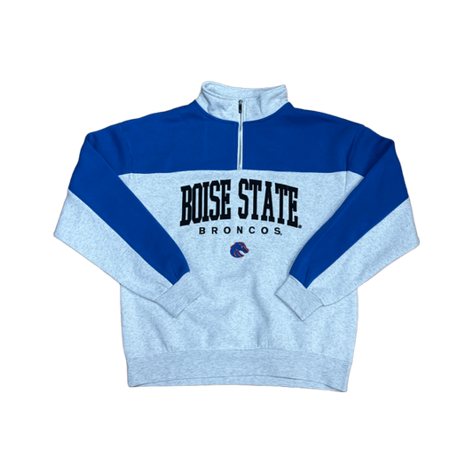 Boise State Broncos Women's ZooZatz 1/4 Zip Sweatshirt (Grey/Blue)
