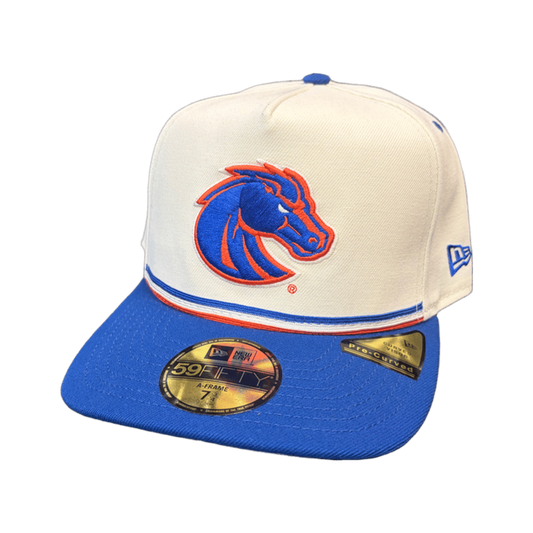 Boise State Broncos New Era 59Fifty Pre-Curved A-Frame Fitted Hat (Cream/Blue)
