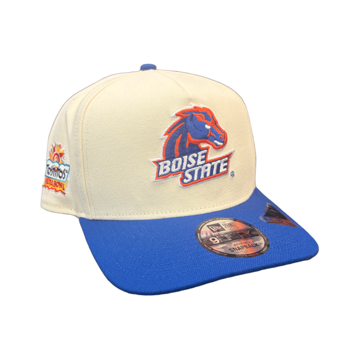 Boise State Broncos New Era Fiesta Bowl 20th Anniversary 9Fifty A-Frame Snapback Hat (Cream/Blue)
