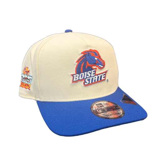 Boise State Broncos New Era Fiesta Bowl 20th Anniversary 9Fifty A-Frame Snapback Hat (Cream/Blue)