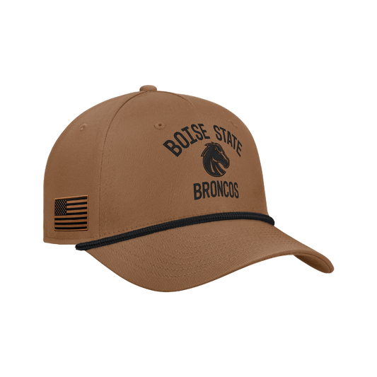Boise State Broncos Nike 2026 Military Appreciation Rise Rope Snapback Hat (Brown)