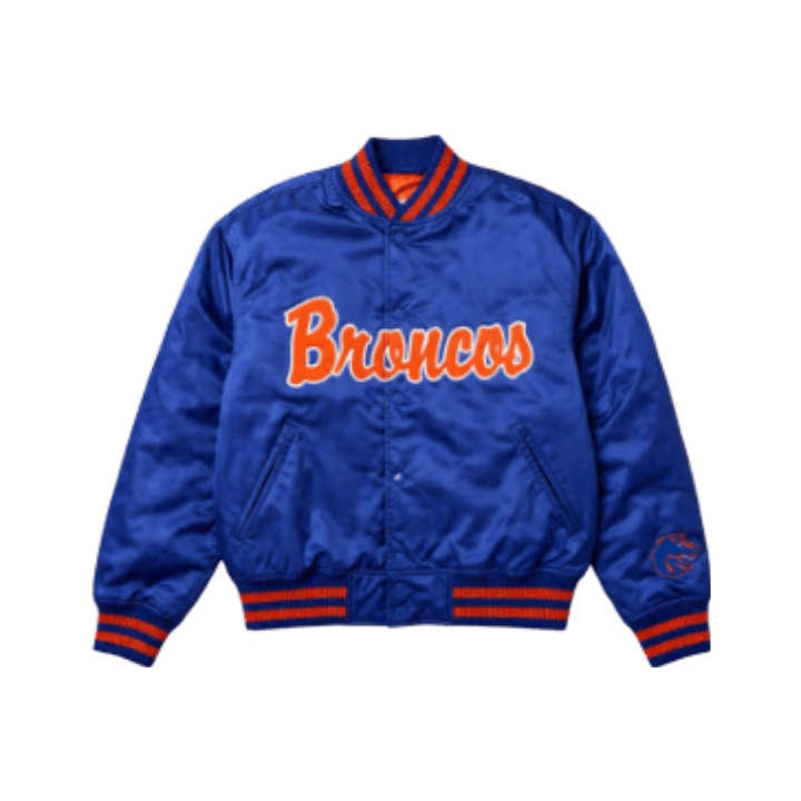 Boise State Broncos Blue & Orange Store Exclusive Satin Bomber Jacket (Blue)