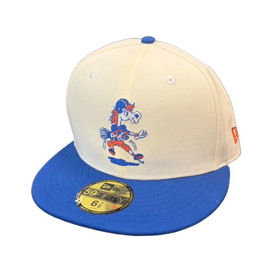 Boise State Broncos New Era Puddle Jumper Retro 59Fifty Fitted Hat (Cream/Blue)