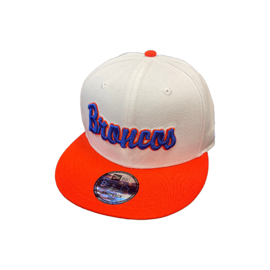 Boise State Broncos New Era Cursive Script 9Fifty Snapback Hat (White/Orange)