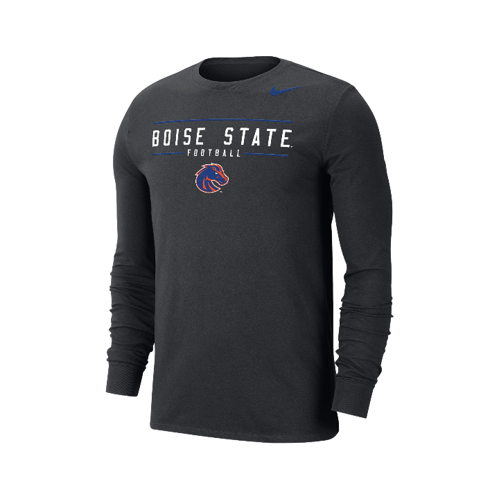 Boise State Broncos Nike Men's "Football" Dri-Fit Cotton Long Sleeve T-Shirt (Black)