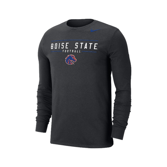 Boise State Broncos Nike Men's "Football" Dri-Fit Cotton Long Sleeve T-Shirt (Black)