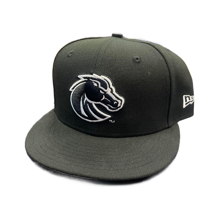 Boise State Broncos New Era White Bronco 59Fifty Fitted Hat (Black)