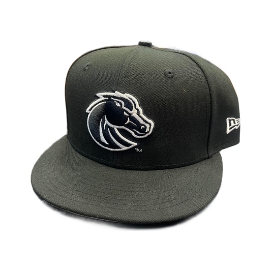 Boise State Broncos New Era White Bronco 59Fifty Fitted Hat (Black)