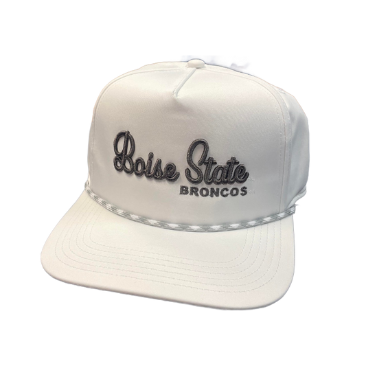 Boise State Broncos Legacy Script Snapback Hat (White)