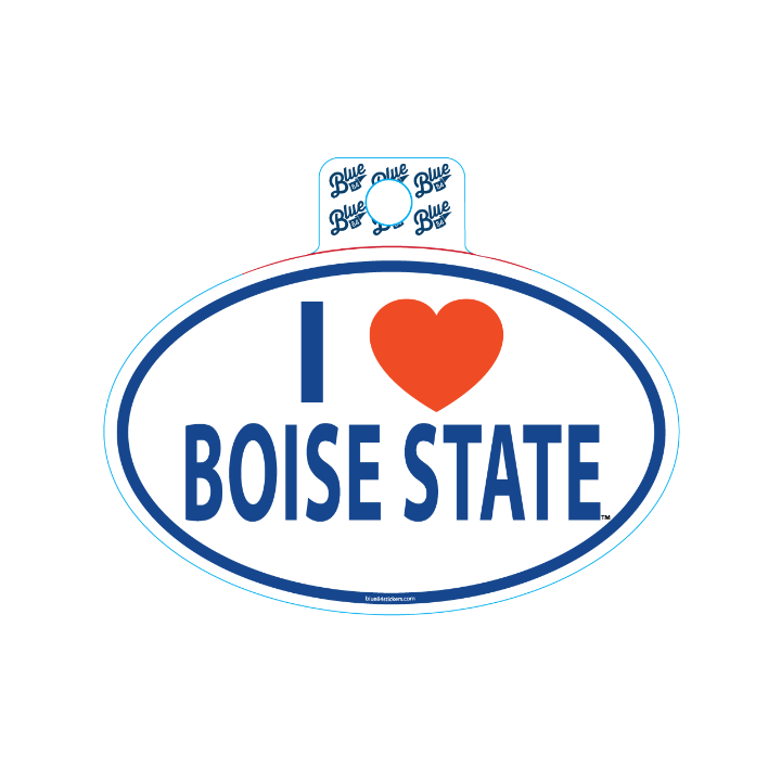 Boise State Broncos Blue84 " I Love Boise State" Sticker (White)