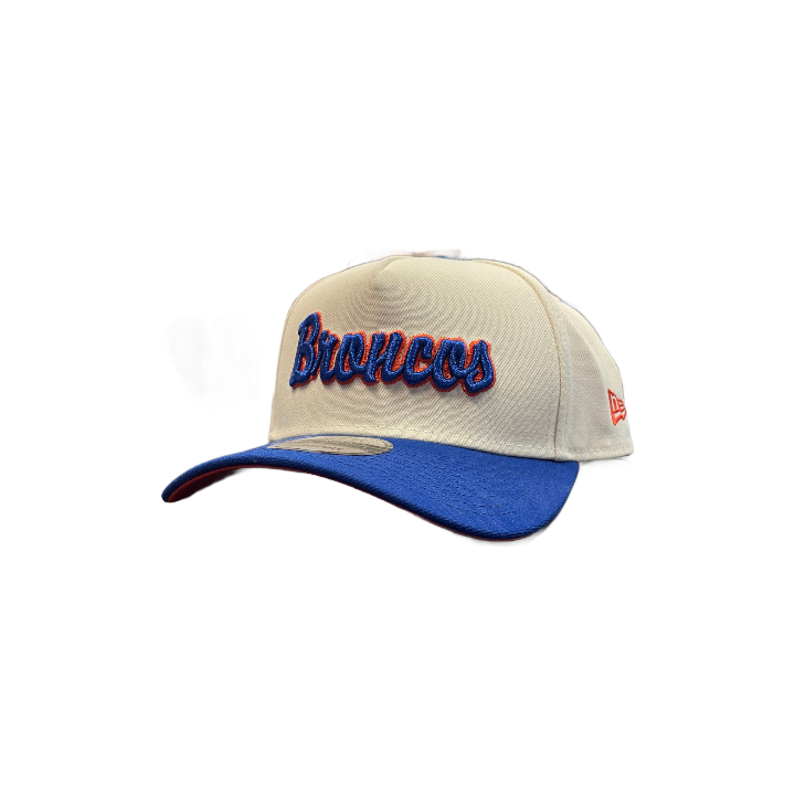 Boise State Broncos New Era Crusive Script 9Forty A-Frame Snapback Hat (Cream/Blue)