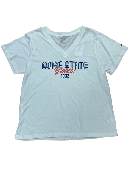 Boise State Broncos Legacy Women's V-Neck T-Shirt (White)