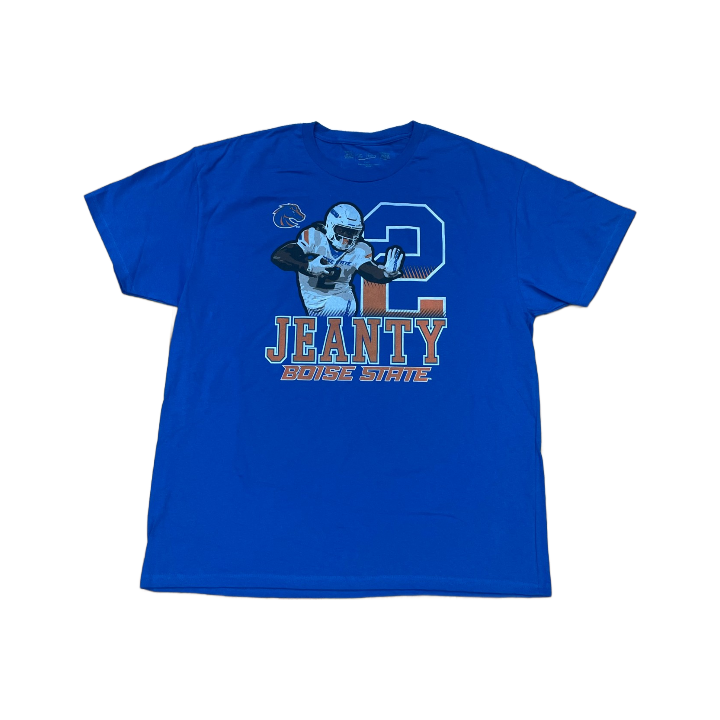 Boise State Broncos Retro Brand Men's Graphic Ashton Jeanty T-Shirt (Blue)