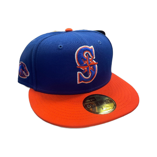 Boise State Broncos Inspired Seattle Mariners New Era 59Fifty Fitted Hat (Blue/Orange)