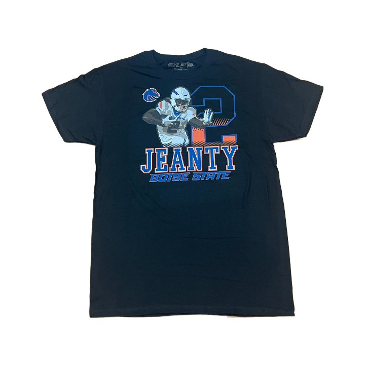 Boise State Broncos Retro Brand Men's Graphic Ashton Jeanty T-Shirt (Black)