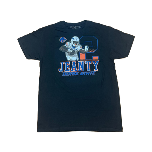 Boise State Broncos Retro Brand Men's Graphic Ashton Jeanty T-Shirt (Black)