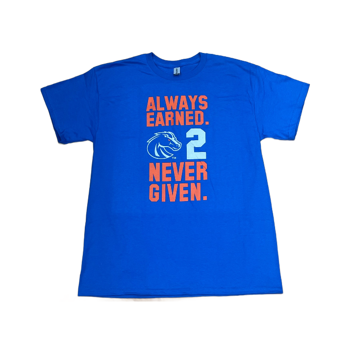 Boise State Broncos Select Men's Ashton Jeanty "Always Earned" T-Shirt (Blue)