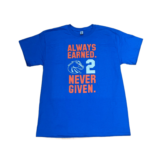 Boise State Broncos Select Men's Ashton Jeanty "Always Earned" T-Shirt (Blue)