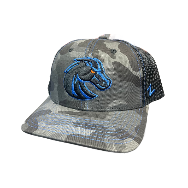 Boise State Broncos Zephyr Camo Trucker Snapback Hat (Black/Grey)