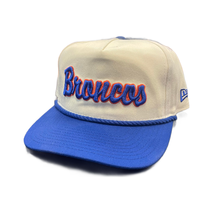 Boise State Broncos New Era Golfer Script 9Fifty Snapback Hat (Cream/Blue)