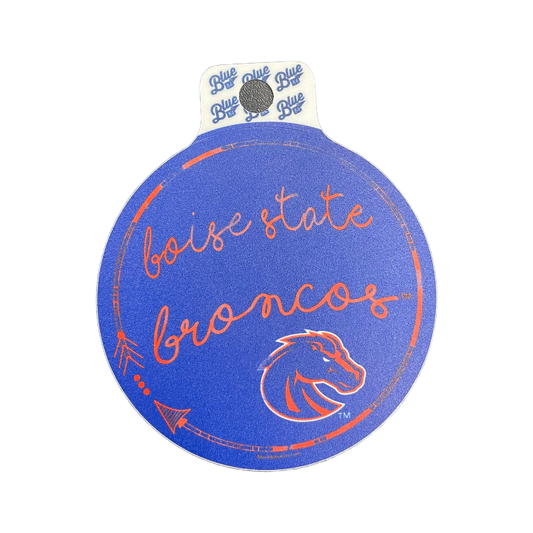 Boise State Broncos Blue84 Cursive Circle Sticker (Blue)