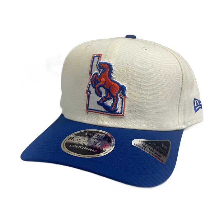 Boise State Broncos New Era Vault 9Seventy Stretch-Snapback Hat (Cream/Blue)