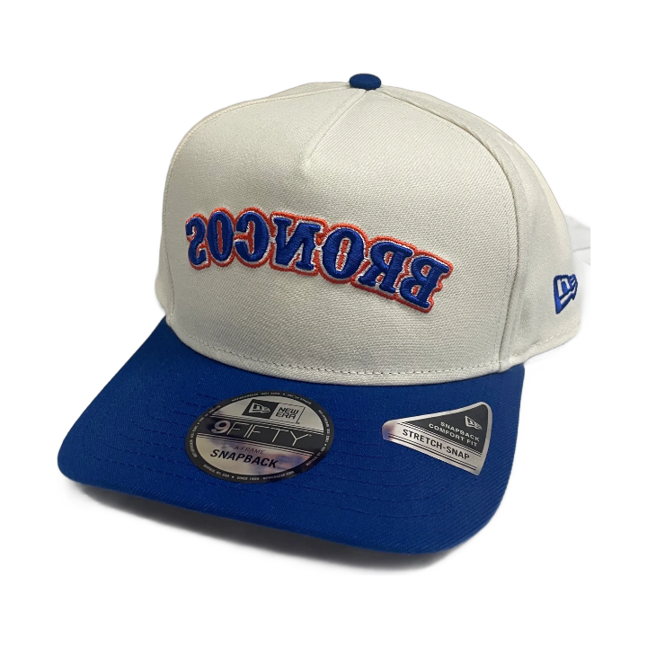 Boise State Broncos New Era Outline "Broncos" Reversed 9Fifty A-Frame Snapback Hat (Cream/Blue)