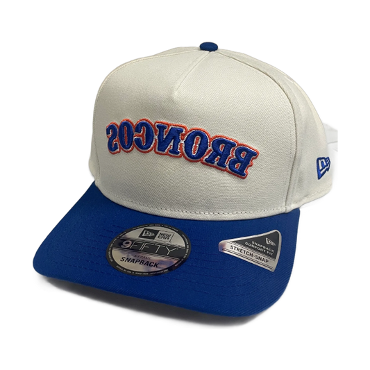 Boise State Broncos New Era Outline "Broncos" Reversed 9Fifty A-Frame Snapback Hat (Cream/Blue)