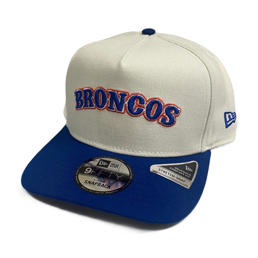Boise State Broncos New Era Outline "Broncos" 9Fifty A-Frame Snapback Hat (Cream/Blue)