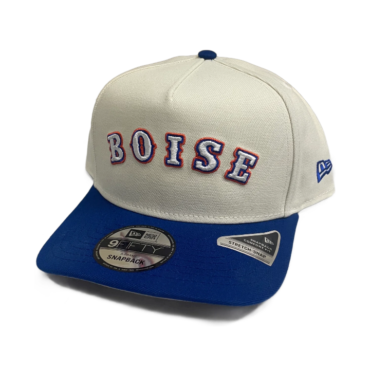 Boise State Broncos New Era Outline "Boise" White 9Fifty A-Frame Snapback Hat (Cream/Blue)