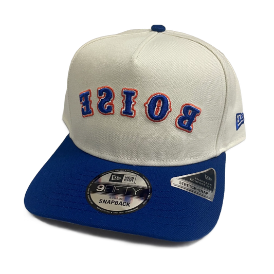 Boise State Broncos New Era Outline "Boise" Reversed 9Fifty A-Frame Snapback Hat (Cream/Blue)