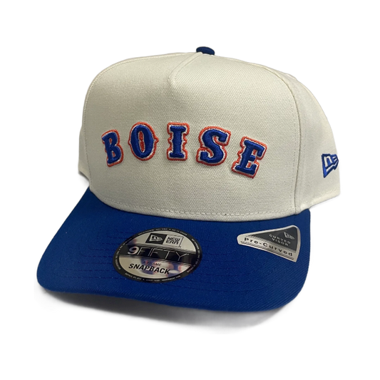 Boise State Broncos New Era Outline "Boise" 9Fifty A-Frame Snapback Hat (Cream/Blue)