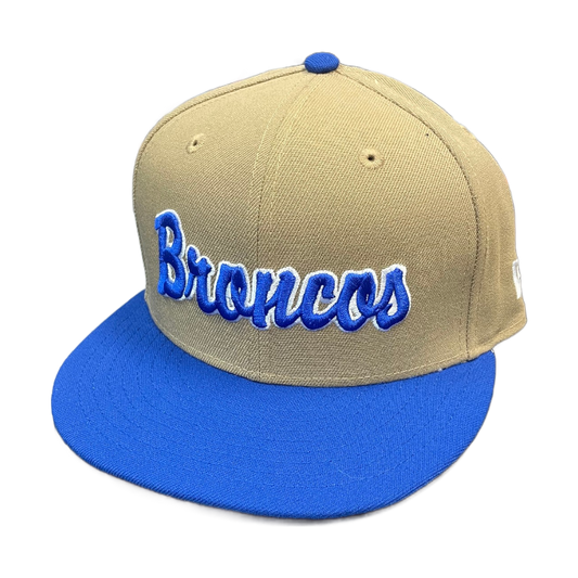 Boise State Broncos New Era Script Cursive 59Fifty Fitted Hat (Brown/Blue)