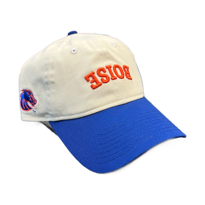 Boise State Broncos New Era Upside Down Orange "Boise" 9Twenty Adjustable Hat (Cream/Blue)