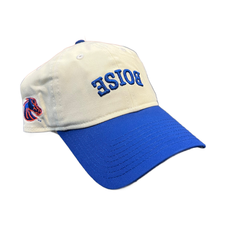 Boise State Broncos New Era Upside Down Blue "Boise" 9Twenty Adjustable Hat (Cream/Blue)