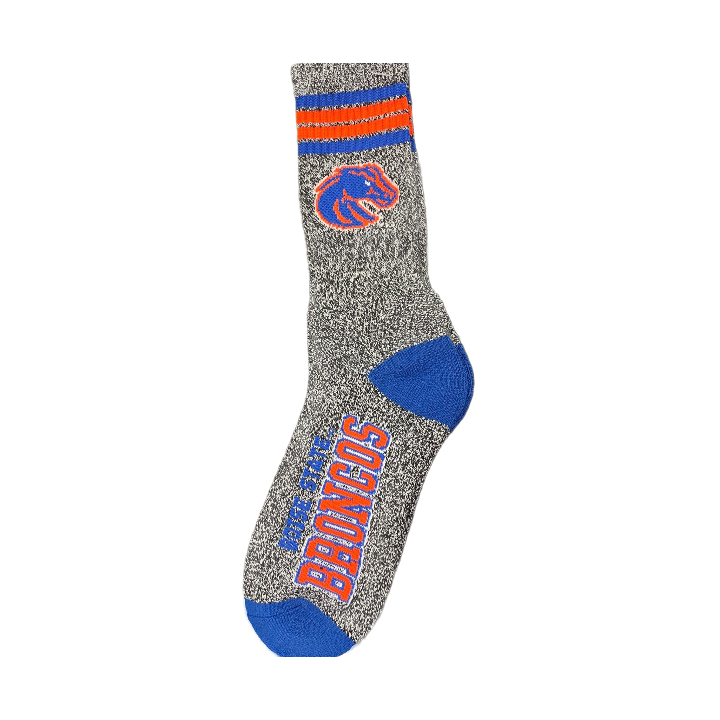 Boise State Broncos For Bare Feet Striped Crew Socks (Grey)