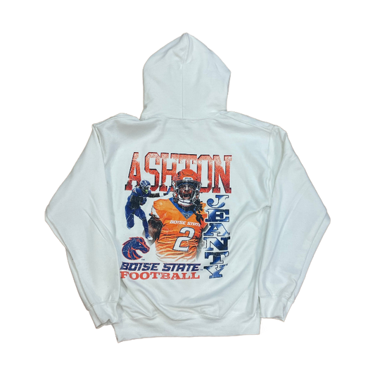 Boise State Broncos Men's Ashton Jeanty Graphic Hoodie (White)