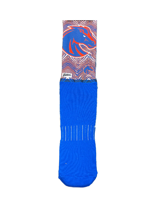 Boise State Broncos For Bare Feet Tiger Stripes Crew Socks (Blue)