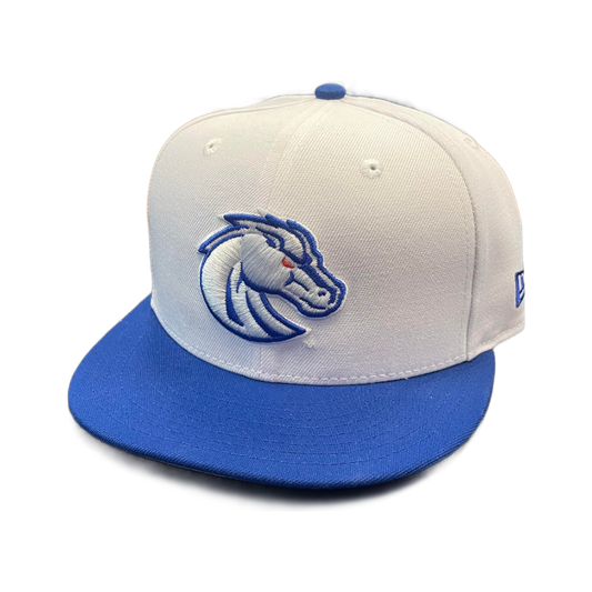 Boise State Broncos New Era Whiteout Bronco 59Fifty Fitted Hat (White/Blue)