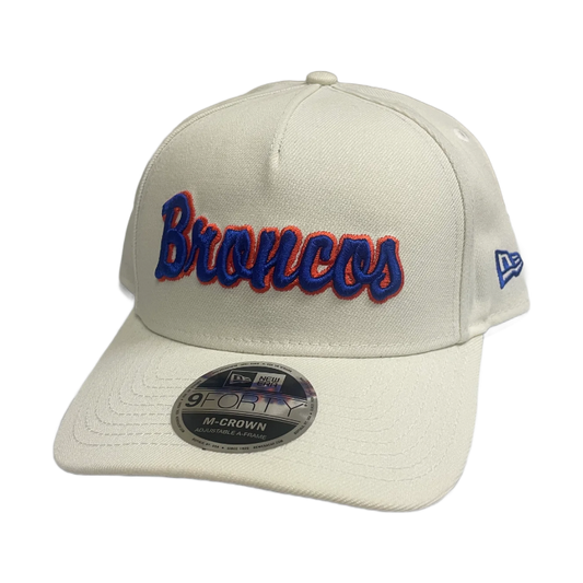 Boise State Broncos New Era Script 9Forty M-Crown Snapback Hat (Cream)