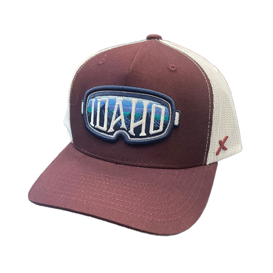 Idaho CapX Ski Goggles Snapback Trucker Hat (Maroon)