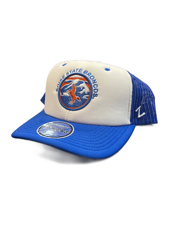 Boise State Broncos Zephyr Foam Trucker Snapback Hat (White/Blue)